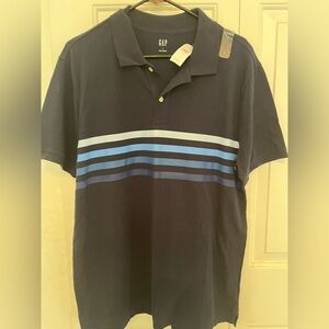 GAP Men's Polo with Blue and White Stripes